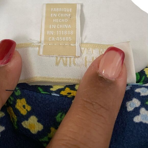 Michael Kors Navy Blue Floral‎ Cold-Shoulder Blouse Business  – Size S (WP406) - Picture 5 of 7